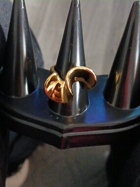 Stainless Steel Gold-tone Abstract Statement Ring